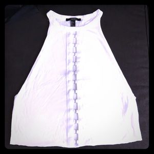 White blouse with metal ring detailing